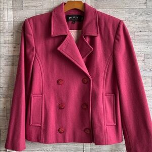 Pink Pea Coat Kristen‎ Blake Wool Double Breasted Jacket women’s size large
